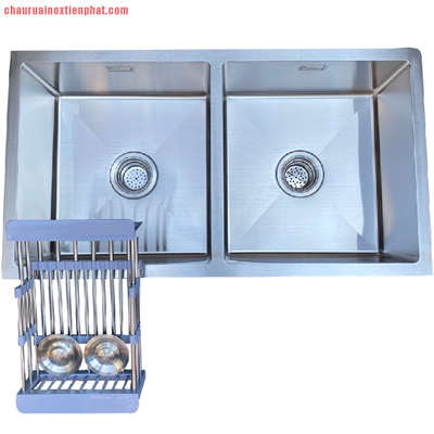 Chậu rửa bát Kagol hai hố cân âm bàn đá (KT:82x45x24 cm)