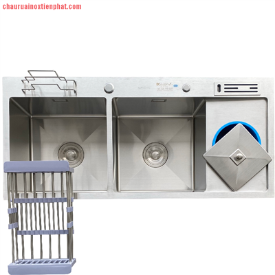 Chậu rửa bát Kagol có bàn cài dao-thớt, hố rác (KT:100x45x24 cm)