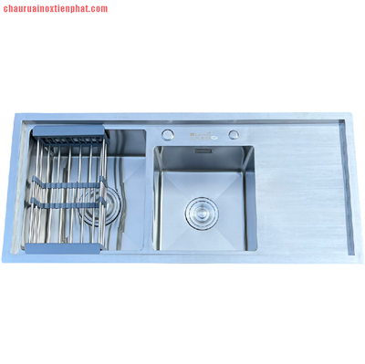 Chậu hai hố lệch có bàn bậc thang (KT:1000x450x240)