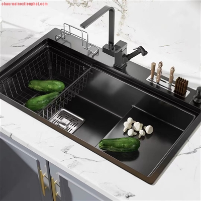 Chậu rửa bát Kagol nano đen 1 hố có bàn