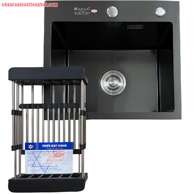 Chậu rửa bát Kagol nano đen một hố (KT:45x40x24 cm)