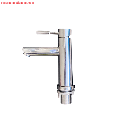 Vòi lavabo Kagol inox 304 bóng, 1 chân tròn cao 19 cm
