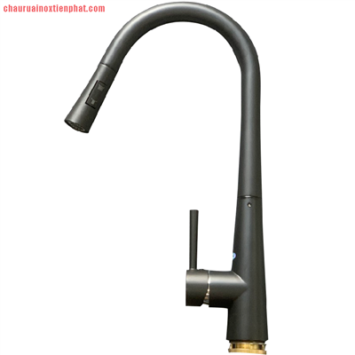Vòi rửa bát Kagol 2 đường nước, đồng mạ nano, cần rút dài