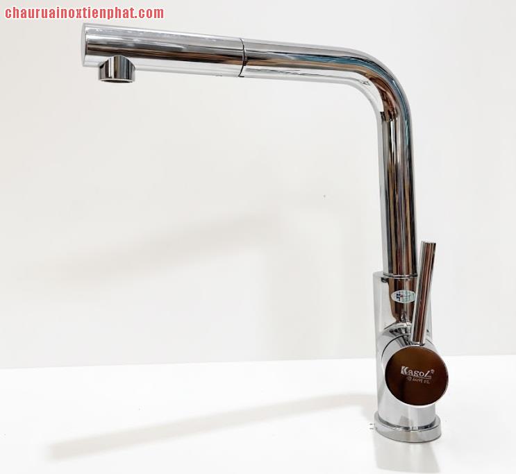 Vòi rửa bát cần rút Kagol inox sus 304 mạ bóng