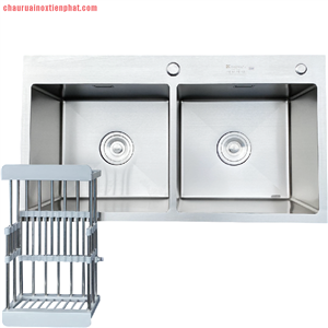 Chậu rửa bát Kagol hai hố cân inox 304 (KT:88x50x24 cm)